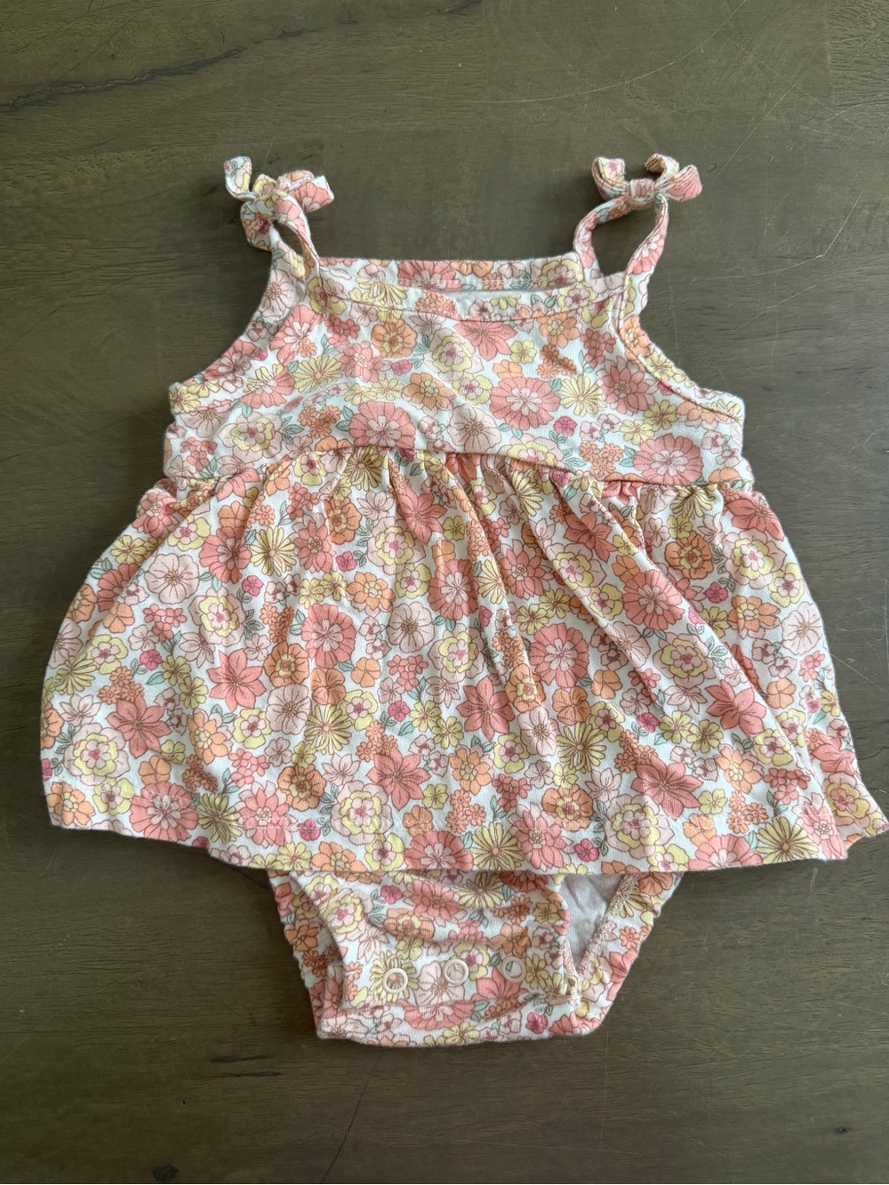 Carter's Baby Girls Boho Floral Romper One-Piece Sleeveless Snap Bow 3M